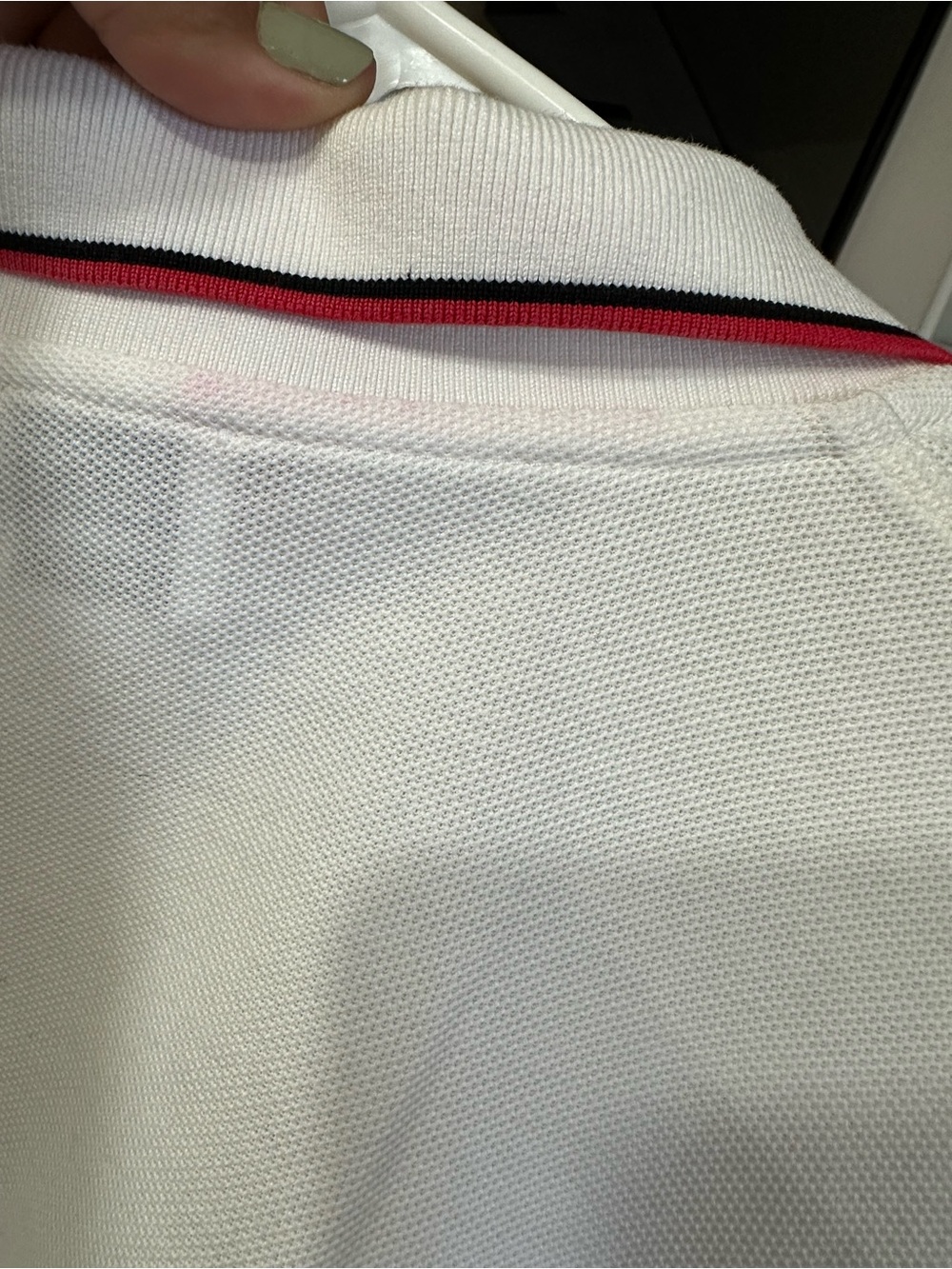 Burberry White Polo with Black TB Monogram and Red Trim - Picture 6 of 6